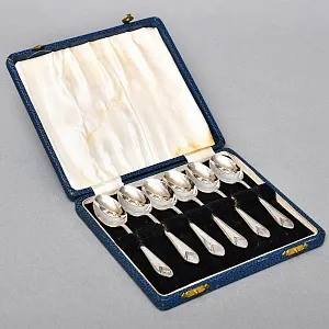 Винтажный набор из 6-ти кофейных ложек, Silverplated, SHEFFIELD Англия, середина ХХ века. 