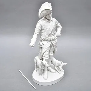 Антикварная Фарфоровая статуэтка «Старый Фриц. Король Пруссии Фридрих II с собаками»,  Volkstedt Германия.