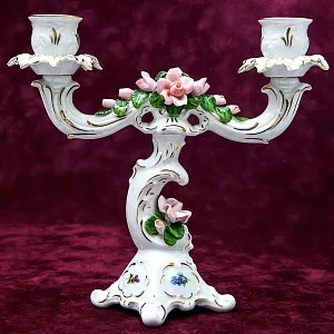 Подсвечник - Канделябр «Розы» на две свечи  Фарфор KAISER Porzellan Германия 1970 -1979гг.