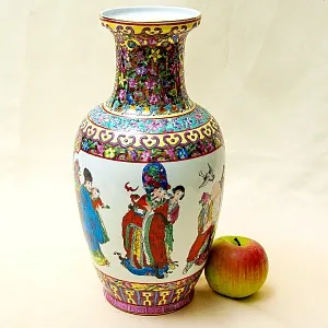 Винтажная Фарфоровая Ваза «КИТАЙСКИЕ МУДРЕЦЫ», Н -36см, Старый Китай -70-е годы ХХ века.