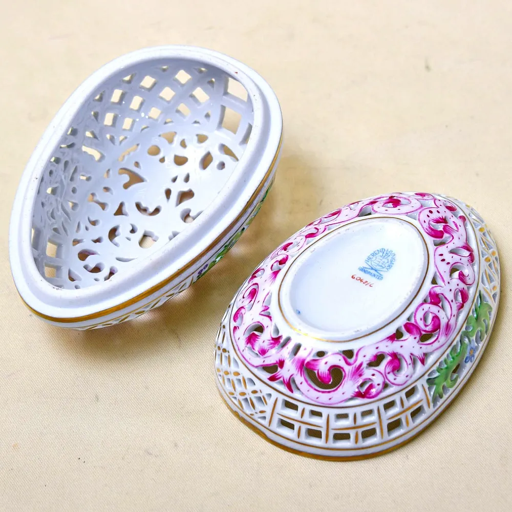 Винтажная Шкатулка - Бонбоньерка, прорезной фарфор HEREND, Венгрия 80-е гг.