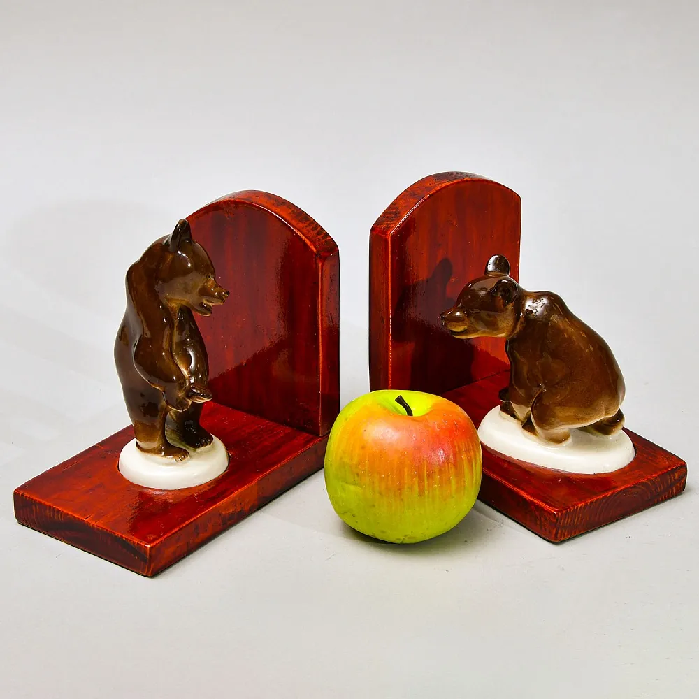 Букенды - Держатель - Ограничитель - Подставка для книг «Бурые Медведи» Фарфор СССР 60 -е годы ХХ век.