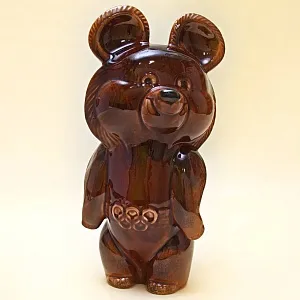 Большая Коллекционная Статуэтка «ОЛИМПИЙСКИЙ МИШКА», Фаянс ЗиК Конаково СССР -1980 год.