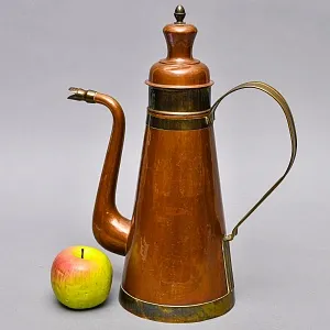 Большой Винтажный Медный Кофейник - Чайник - Запарник, Бельгия первая половина ХХ века.