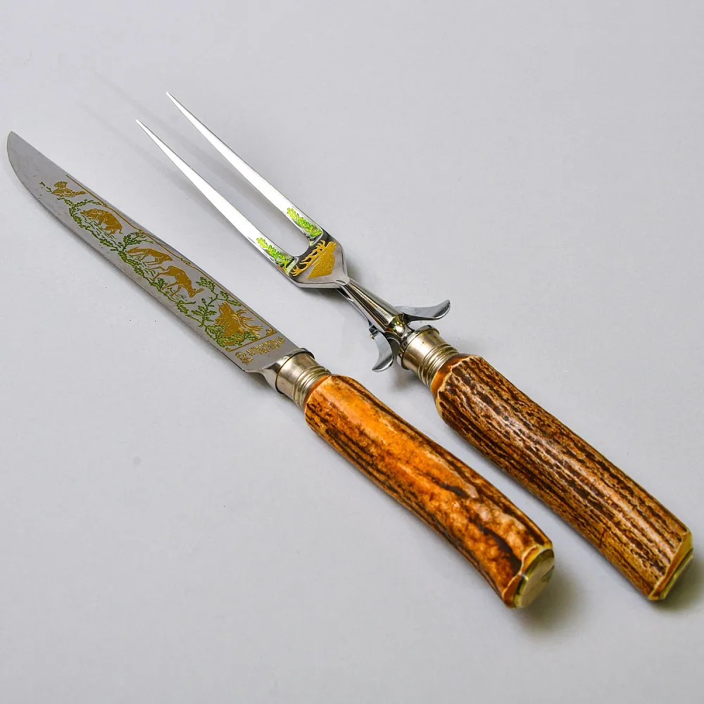 Набор для Барбекю «Охота» из 2-х предметов, Германия, ANTON WINGER Solingen, 60 -е годы ХХ века.