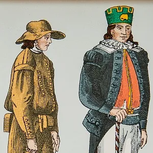 Настенное Панно - Плакетка - Картина «Люди средневековья», Керамика, Италия - вторая половина ХХ века. 