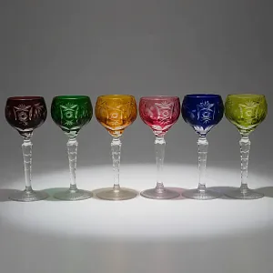 Набор 6-ть Водочных Рюмок «Виноград» Цветной Хрусталь, NACHTMANN Германия, 60-е гг.