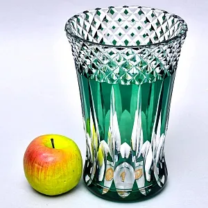 Коллекционная Хрустальная Ваза зелёного цвета, VAL SAINT LAMBERT (Вал Сант Ламберт), Бельгия.