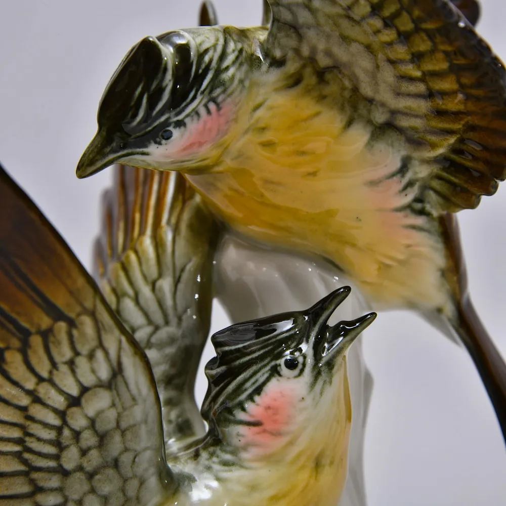 Пара Птиц - Фарфоровая Статуэтка «Хохлатые Жаворонки», Карл Энс / Karl Ens, Германия 50 гг.