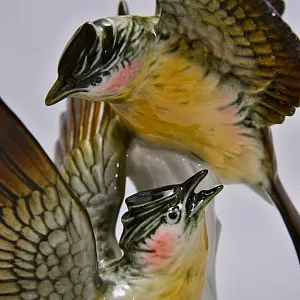 Пара Птиц - Фарфоровая Статуэтка «Хохлатые Жаворонки», Карл Энс / Karl Ens, Германия 50 гг.