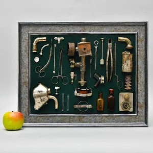 Коллекционное Настенное Панно - Картина «Медицинские Приборы», СССР -40гг. ХХ века.