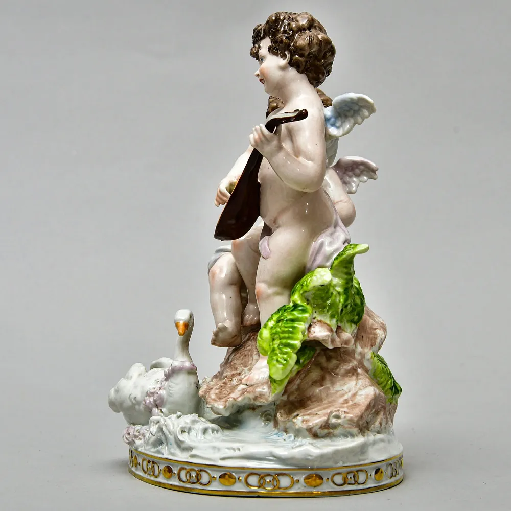 Редкость! Коллекционная Фарфоровая Статуэтка «ДВА ПУТТИ И ЛЕБЕДЬ», Scheibe - Alsbach Германия.