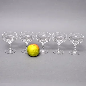 Набор Хрустальных Фужеров для Шампанского или Креманки серия «ANTIKA» - 5 штук, NACHTMANN Германия 70 гг.