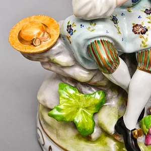 Редкость! Механические Фарфоровые Часы с боем «Свидание на пленэре», Franz Hermle & Sohn Германия 50 гг.