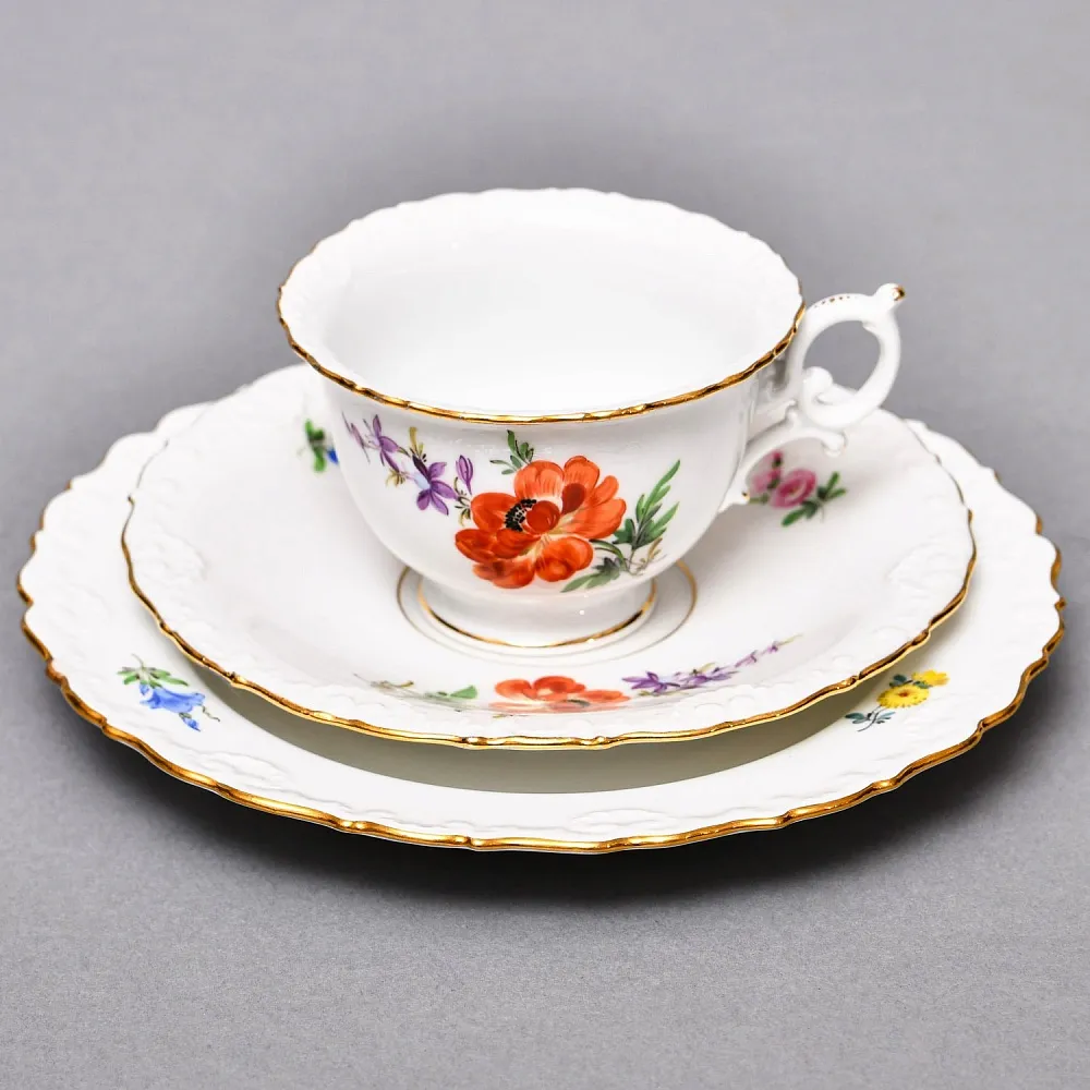 Чайный набор «Мейсенский букет» на 6 персон, Фарфор MEISSEN Германия, 1924 - 1934 годы. 