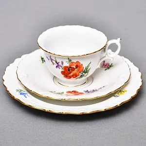 Чайный набор «Мейсенский букет» на 6 персон, Фарфор MEISSEN Германия, 1924 - 1934 годы. 