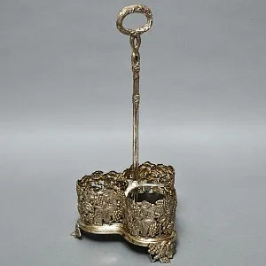 Старинная Винная передача - Подставка для Винных бутылок, Металл Silverpalted, Англия.
