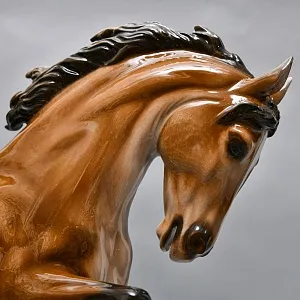 Большая Фарфоровая статуэтка «Бегущий конь. Арабский жеребец», ROSENTHAL Германия. 