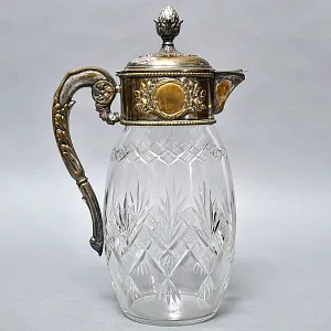 Старинный Антикварный Хрустальный Графин - Кувшин на 4 литра. Silverplate, Германия начало ХХ века.