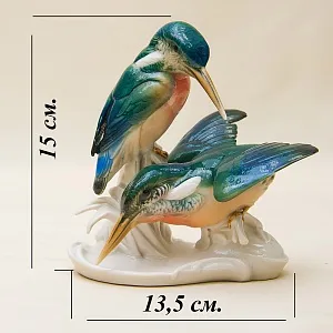 Птицы - Фарфоровая Статуэтка «Пара Зимородков», Карл Энс/ Karl Ens Германия 50гг.