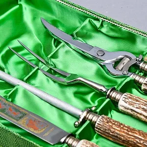 Набор для Барбекю «Охота» - 4 предмета, Stainless Steel Solingen Германия, 60 -е годы ХХ века.