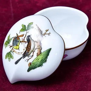Коллекционая Фарфоровая Шкатулка - Бонбоньерка ROTHSHILD BIRDS, Herend Венгрия, вторая половина ХХ века.