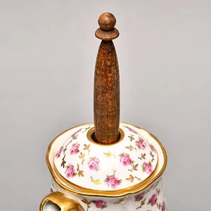 Фарфоровый Кувшин - Чайник для подачи горячего шоколада «РОЗЫ» с лопаткой, Limoges Франция.