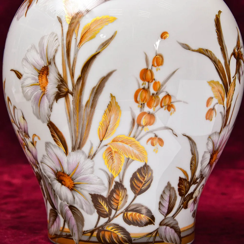 Большой Авторский Вазон - Ваза с крышкой «Цветение Лета» Фарфор KAISER Германия.