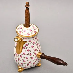 Фарфоровый Кувшин - Чайник для подачи горячего шоколада «РОЗЫ» с лопаткой, Limoges Франция.