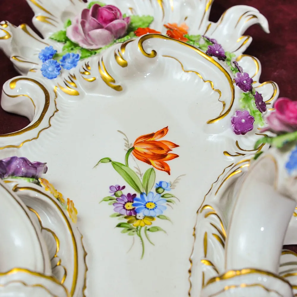 Парные Настенные Электрические Бра - Канделябры, Фарфор PLAUE Von Schierholz Германия.