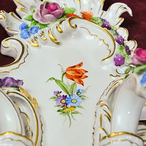 Парные Настенные Электрические Бра - Канделябры, Фарфор PLAUE Von Schierholz Германия.