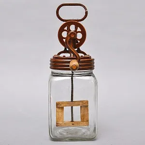 Старинная Кухонная Механическая Маслобойка, Стекло / Металл, Германия середина ХХ века. 