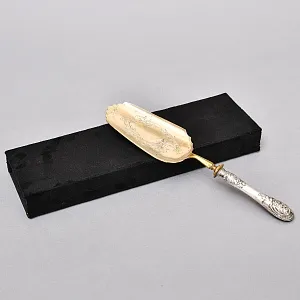 Винтажная Сервировочная Лопатка для подачи в футляре, Silverplate Франция первая половина ХХ века.