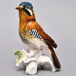 Птица - Фарфоровая статуэтка «Сойка», Karl Ens Германия, первая половина ХХ века.