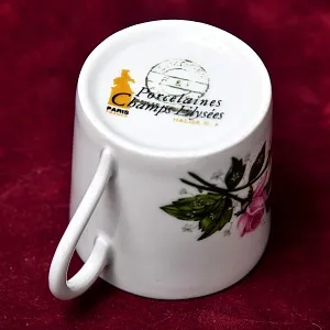 Коллекционная Кофейная Пара «Розовый куст», фарфор Porcelains Champs-Elysees Limoges, Франция.
