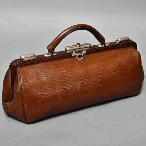 Старинная Дорожная Сумка - Саквояж, кожа, Западная Германия начало ХХ века.