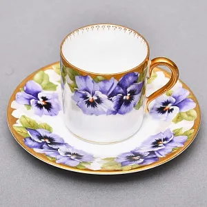 Антикварная Кофейная пара «Фиалки» из коллекции «Viktoria Luise», Rosenthal Германия, 1891 - 1906 годы.