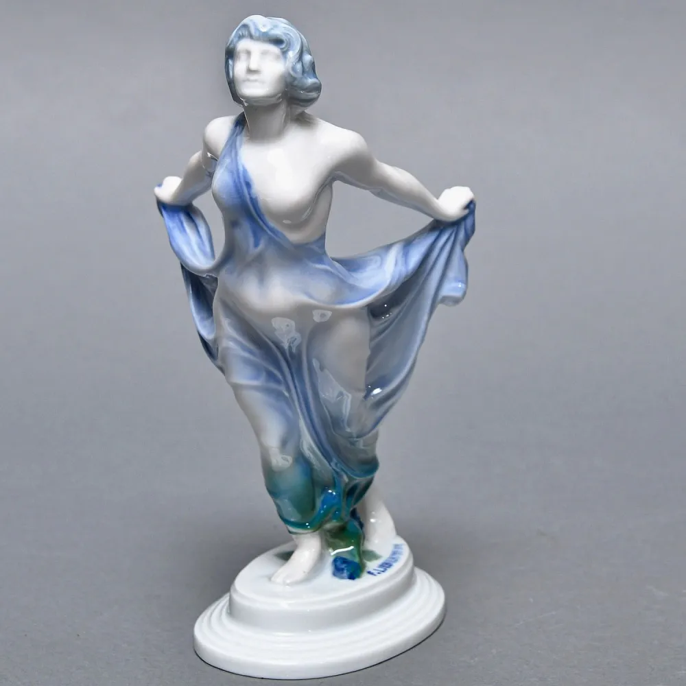 Антикварная Фарфоровая статуэтка «Невеста ветра», Арт Деко, Rosenthal Германия, 1912 - 1914 годы. 