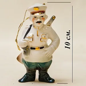 Новогодние Фарфоровые Ёлочные игрушки - «Милиционер» - Стилизация «Мы родом из СССР».