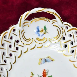 Фарфоровое  Блюдо - Сухарница - Вазочка - Конфетница «Цветы и Бабочки», SANDIZELL Германия.