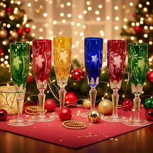 Бокалы для Шампанского из Цветного Хрусталя «Виноград», NACHTMANN Германия, 60 -е годы ХХ века.