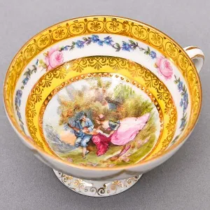 Антикварная Коллекционная Кофейная пара «Свидание», Германия - середина ХХ века.