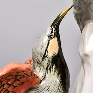 Пара Птиц - Фарфоровая Статуэтка «Свиристели» Н -19 см., Karl Ens, Германия - первая половина ХХ века.