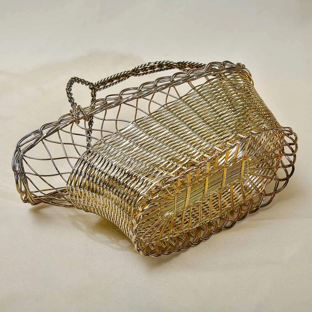 Винтажная Подставка «Корзинка» для Бутылки Вина, Silverplate, Франция, 60 -е годы ХХ века.