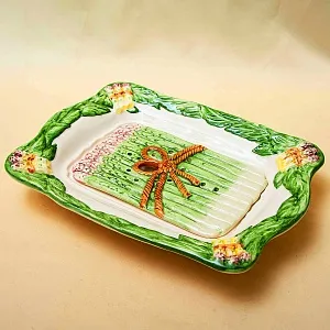 Фаянсовое Сервировочное Блюдо - Судок для подачи Спаржи, Франции начало ХХ века.