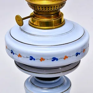 Антикварная Керосиновая Лампа «Kosmos - Brenner», Стекло / Роспись, Франция начало ХХ века.