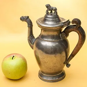 Антикварный Классический Оловянный Кофейник на 1,2 литра. Бельгия, ХIХ век.