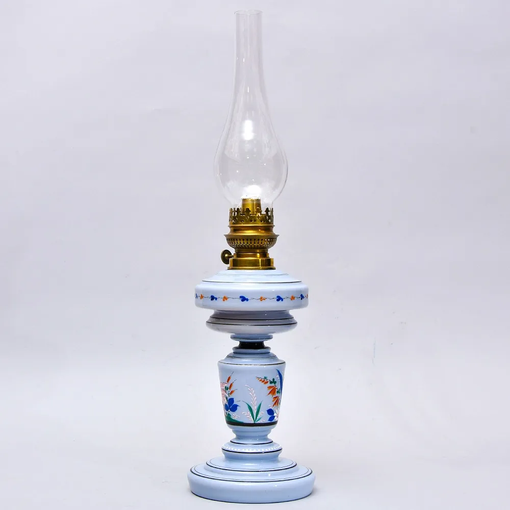 Антикварная Керосиновая Лампа «Kosmos - Brenner», Стекло / Роспись, Франция начало ХХ века.