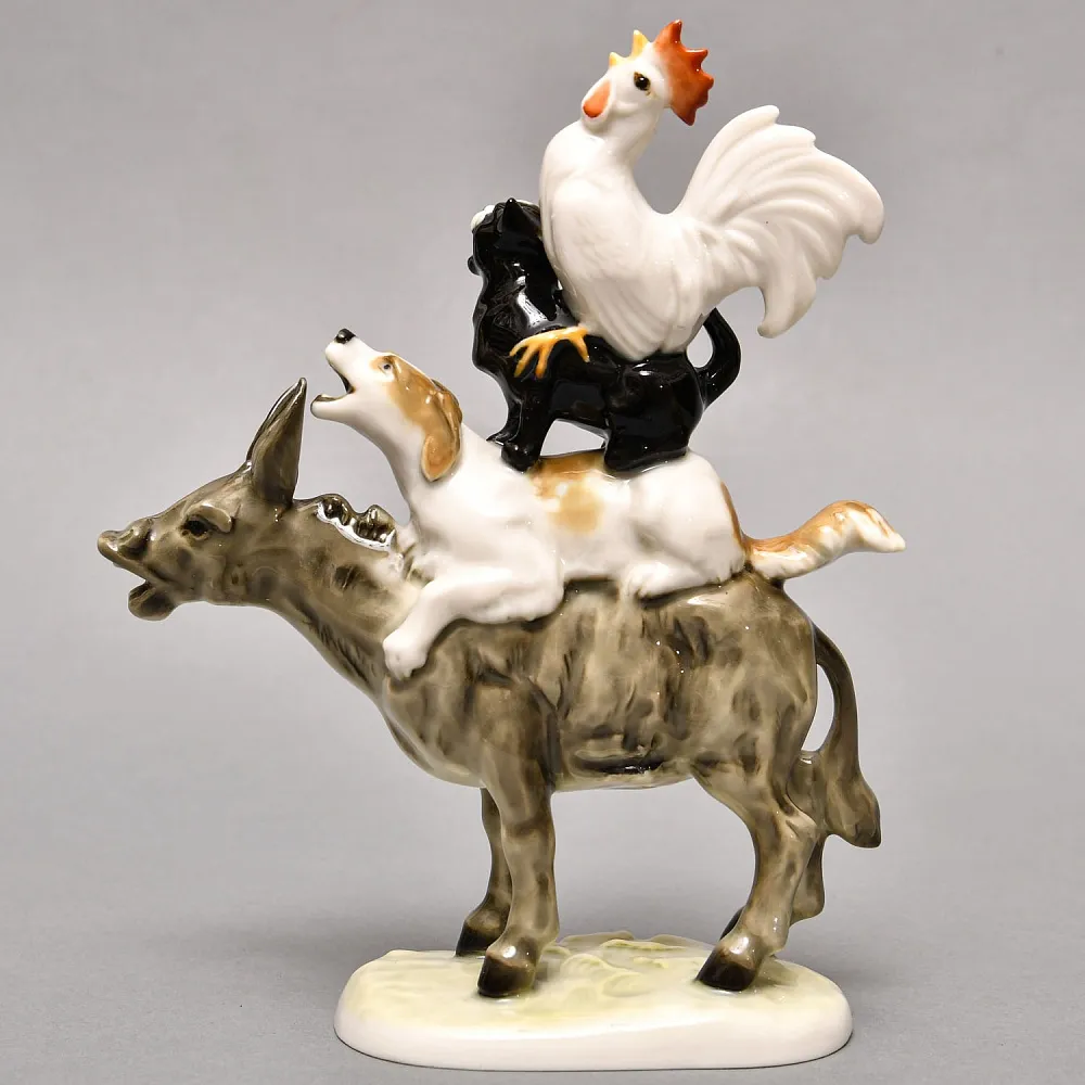 Авторская Фарфоровая Статуэтка «Бременские музыканты», Hutschenreuther, Германия -1955 год.