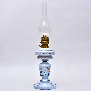 Антикварная Керосиновая Лампа «Kosmos - Brenner», Стекло / Роспись, Франция начало ХХ века.